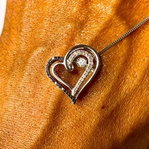 Kay Jewelers Diamond in Rhythm Open Heart Necklace .25 TCW Black&White diamonds